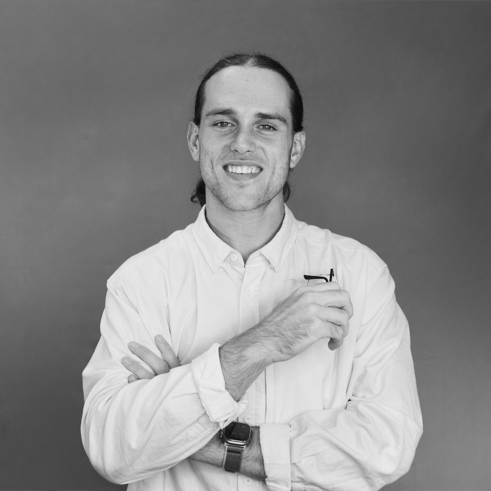 Photo of a Gudu founder, Jordan Parrello in a white shirt