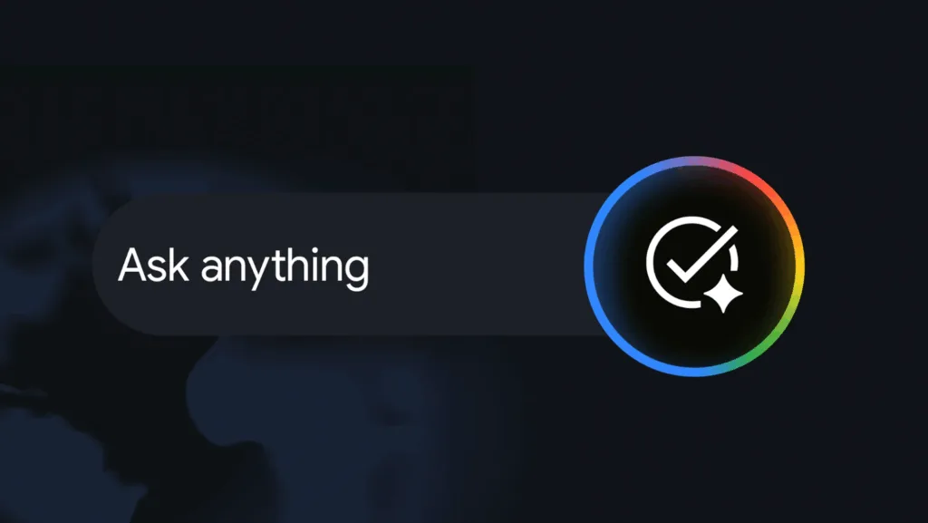 Google search image showing a small text line saying ask anything