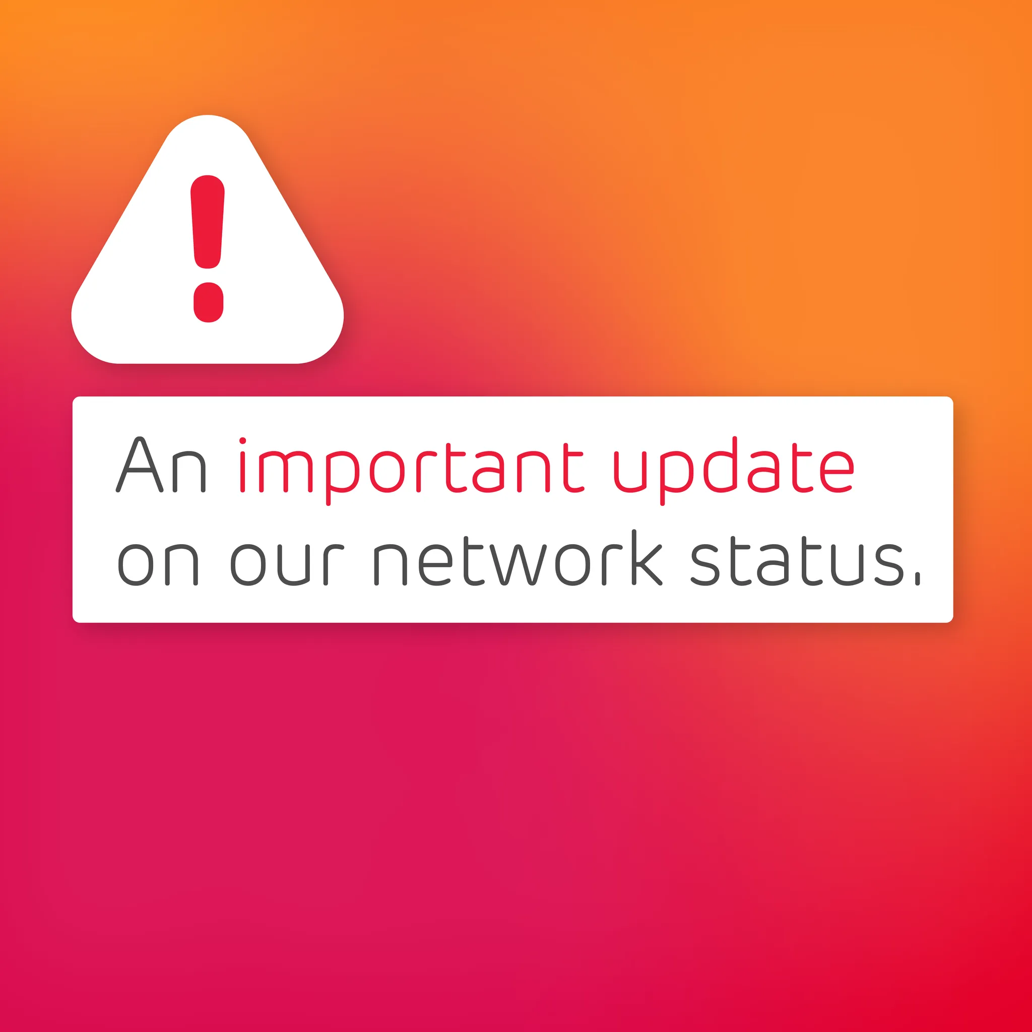 a message saying an important update to our network stats