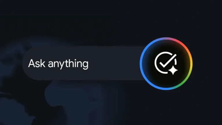 Google search image showing a small text line saying ask anything