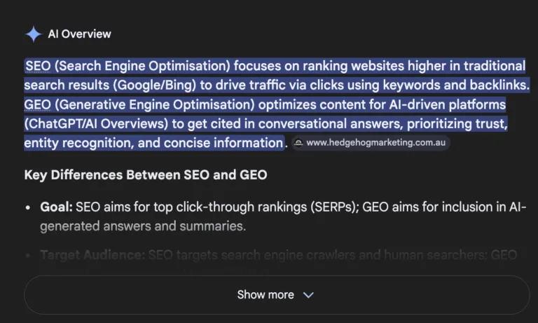 Google AI Overview example